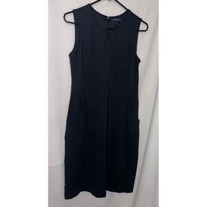 Lands' End Black Sleeveless‎ Dress w Pockets Career Office Casual Classic